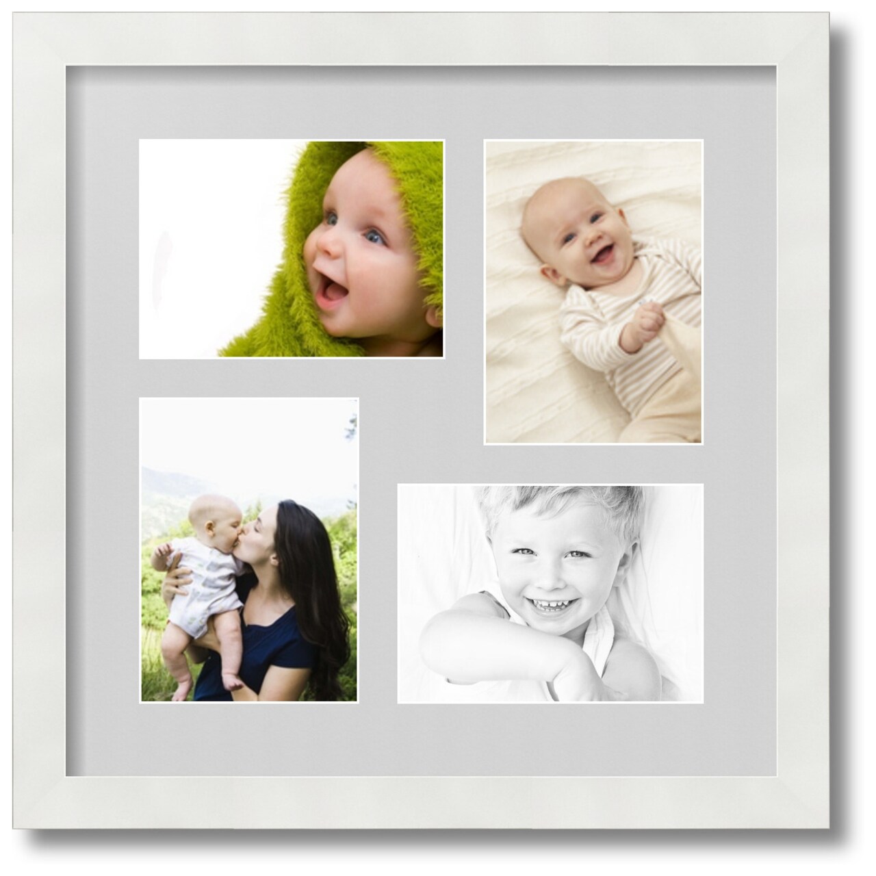 ArtToFrames Collage Photo Picture Frame with 4 - 5x7 inch Openings, Framed in White with Over 62 Mat Color Options and Plexi Glass (CSM-3966-179)